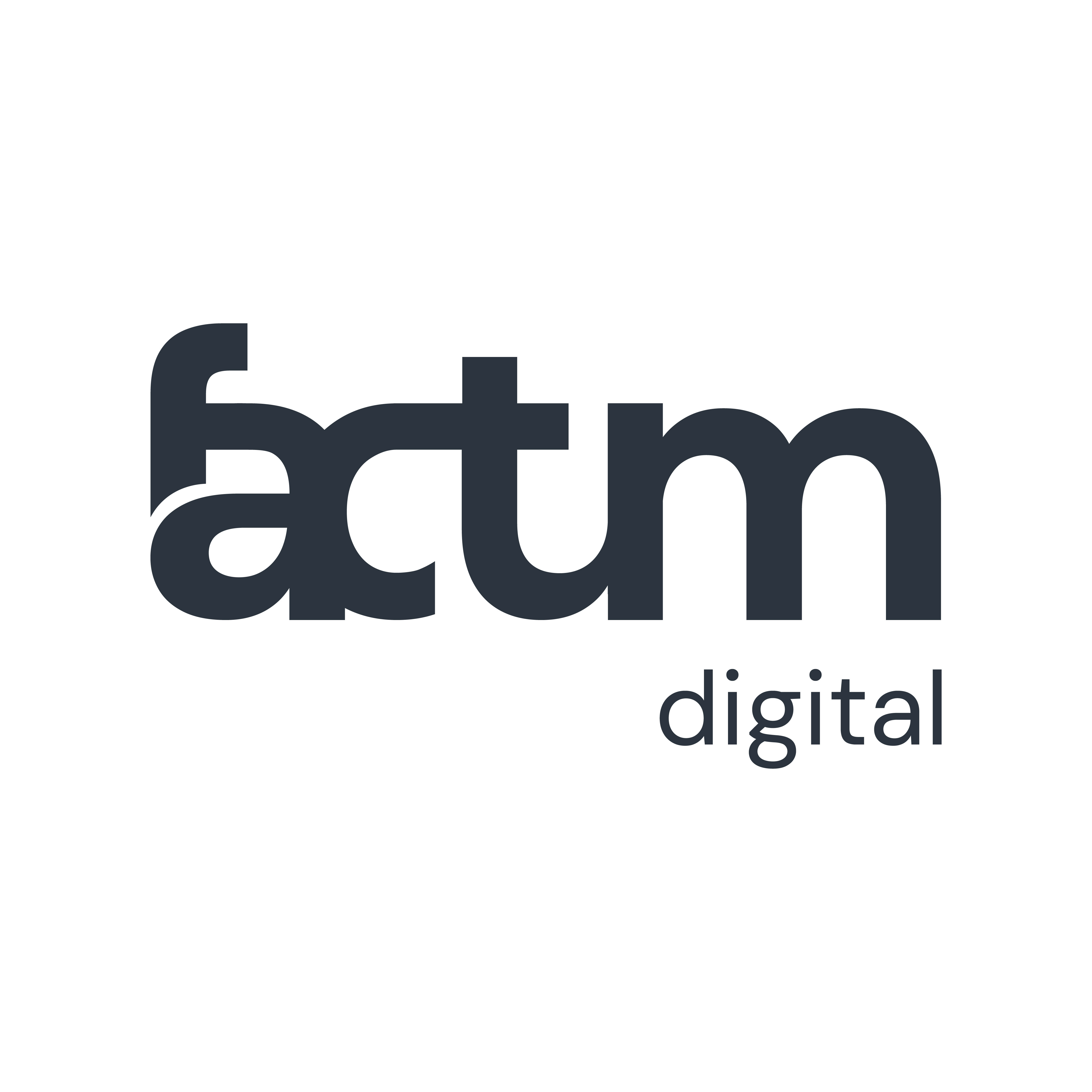 logo azul con fondo blanco de factum digital